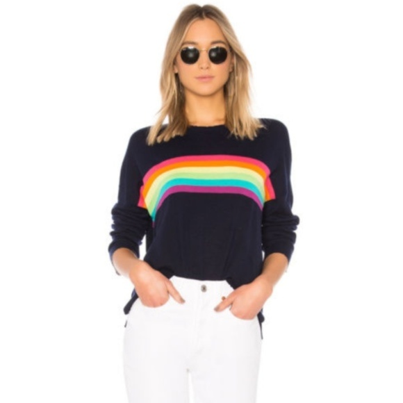 Sundry Sweaters - Sundry Rainbow Stripe Wool & Cashmere Sweater Top